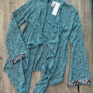 Womens Mint Floral Lace Cardigan Wrap